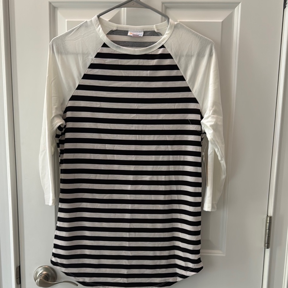 Small Women’s Black and White Striped Raglan Shirt